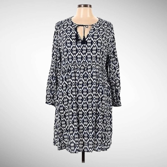 Old Navy, Navy and White Boho Midi Dress - Picture 1 of 7